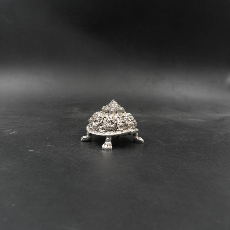 Silver-Plated Ashtalakshmi Tortoise Idol (3.5 Inch)