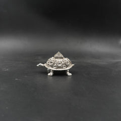 Silver-Plated Ashtalakshmi Tortoise Idol (3.5 Inch)