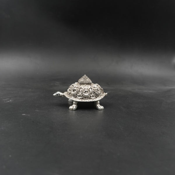 Silver-Plated Ashtalakshmi Tortoise Idol (3.5 Inch)