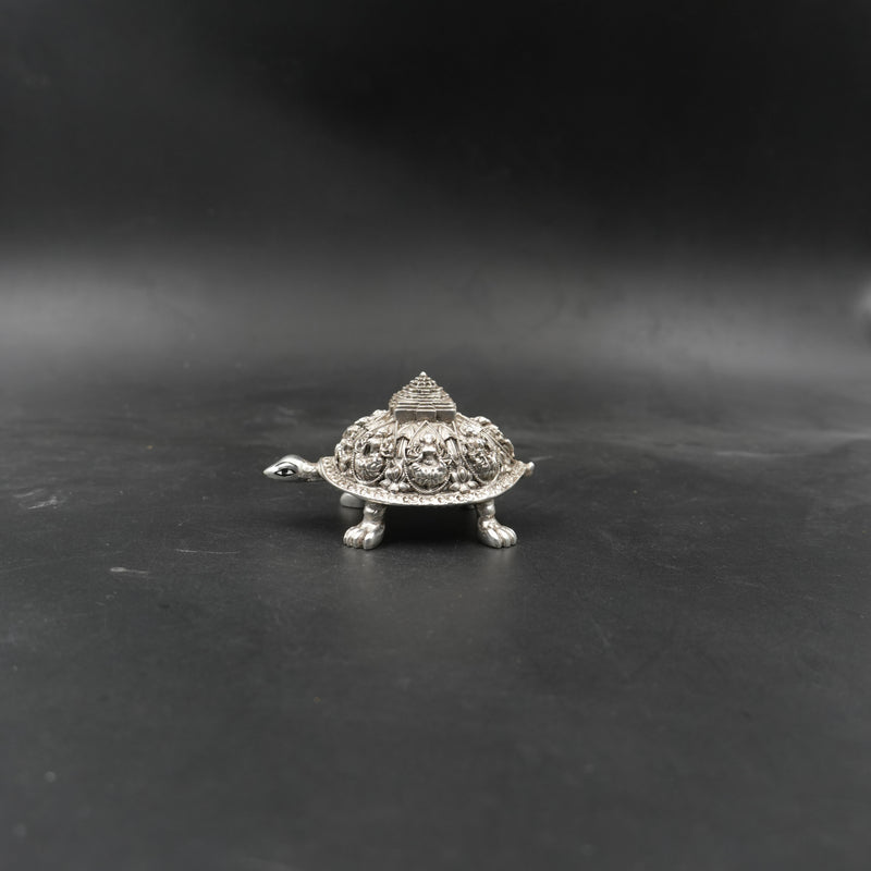 Silver-Plated Ashtalakshmi Tortoise Idol (3.5 Inch)