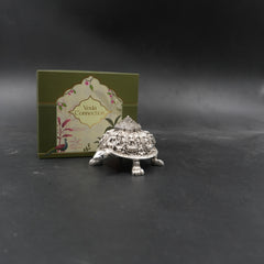 Silver-Plated Ashtalakshmi Tortoise Idol (3.5 Inch)