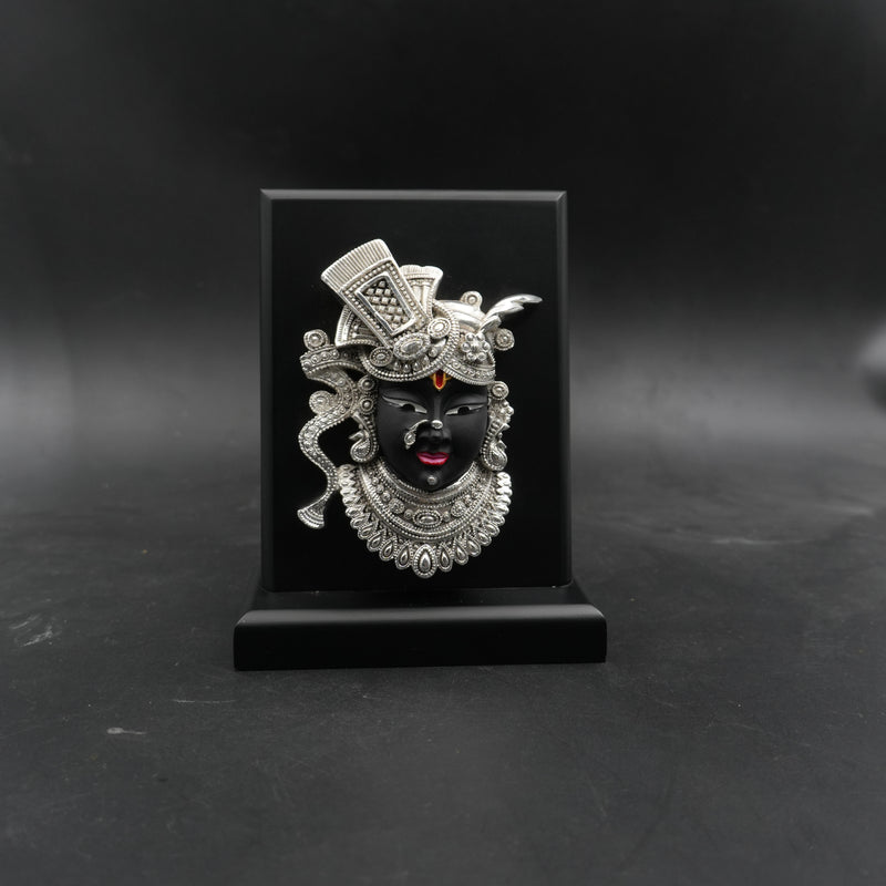 Shrinathji Silver-Plated Murti on MDF Base (6 Inch)