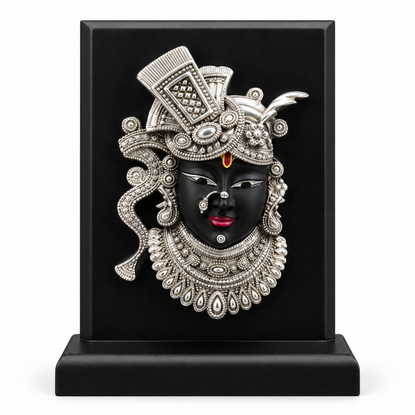 Shrinathji Silver-Plated Murti on MDF Base (6 Inch)