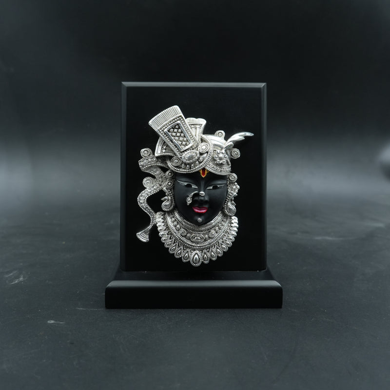Shrinathji Silver-Plated Murti on MDF Base (6 Inch)