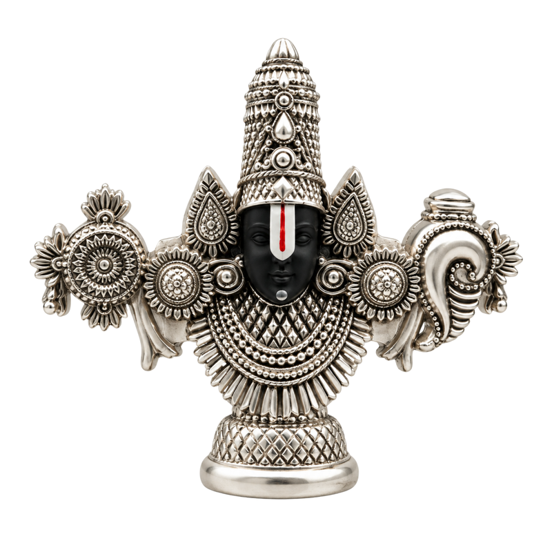 Tirupati Balaji Face 999 Silver-Plated Idol
