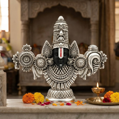Tirupati Balaji Face 999 Silver-Plated Idol