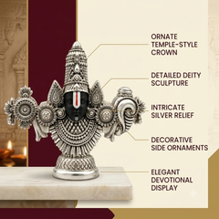 Tirupati Balaji Face 999 Silver-Plated Idol