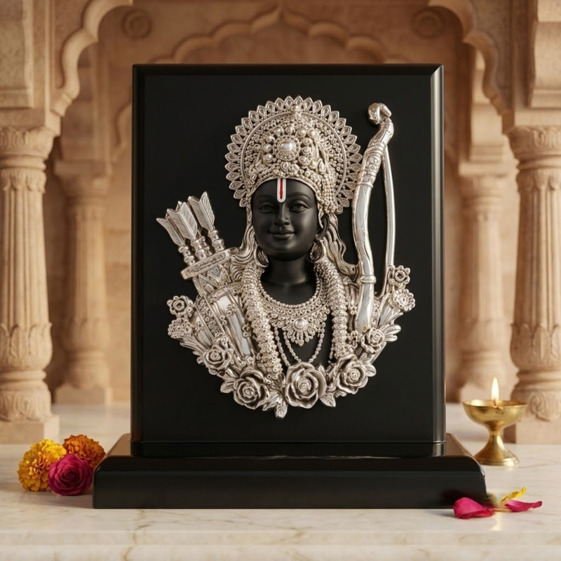 Shri Ram Darshan Silver-Plated Frame on MDF Base