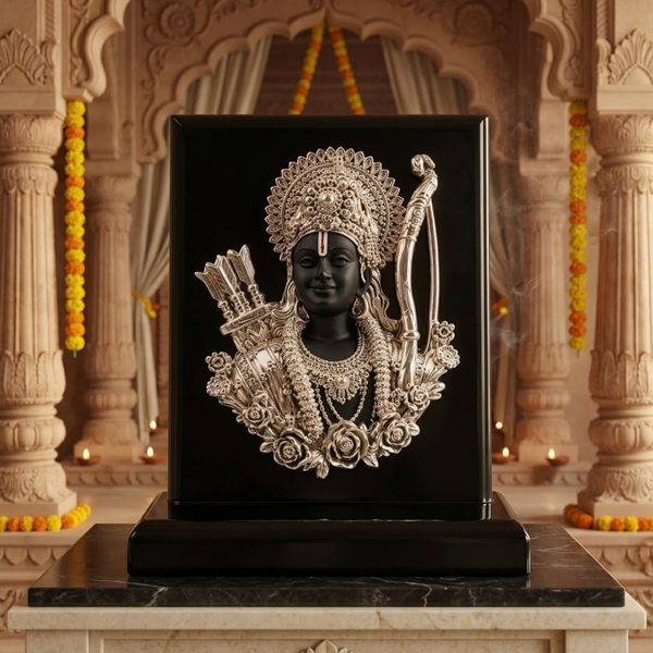 Shri Ram Darshan Silver-Plated Frame on MDF Base