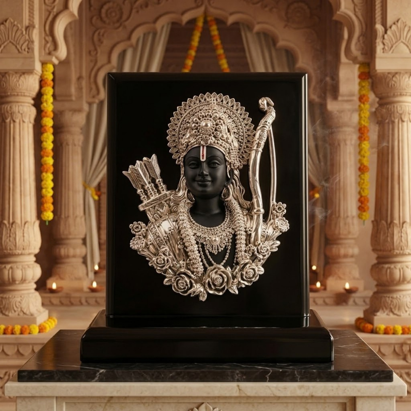 Shri Ram Darshan Silver-Plated Frame on MDF Base