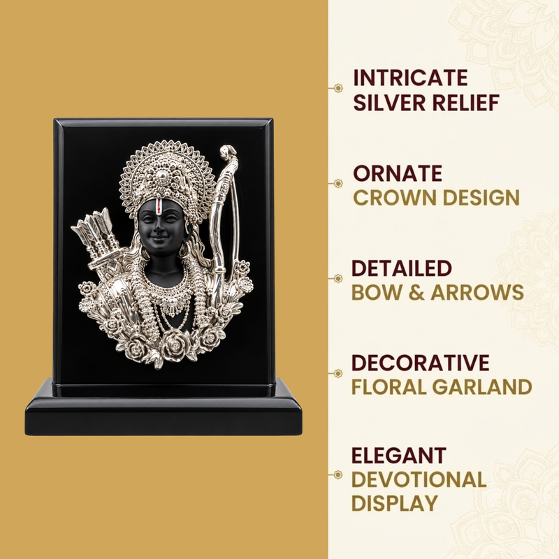 Shri Ram Darshan Silver-Plated Frame on MDF Base