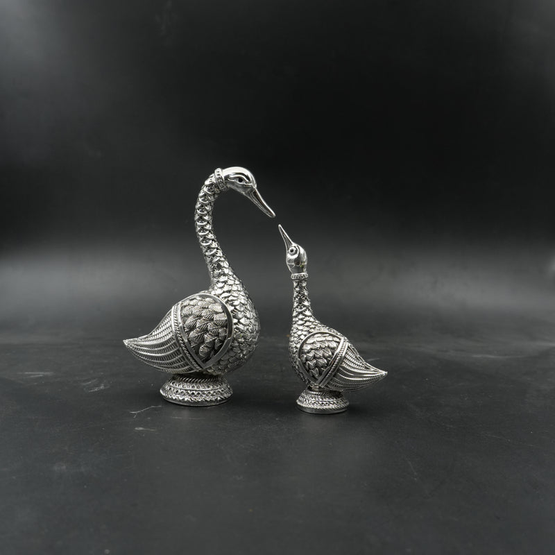 Silver-Plated Swan Pair Decorative Idol