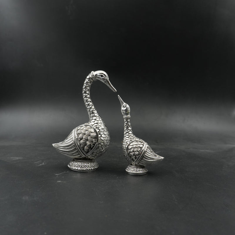 Silver-Plated Swan Pair Decorative Idol