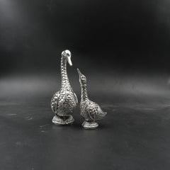Silver-Plated Swan Pair Decorative Idol