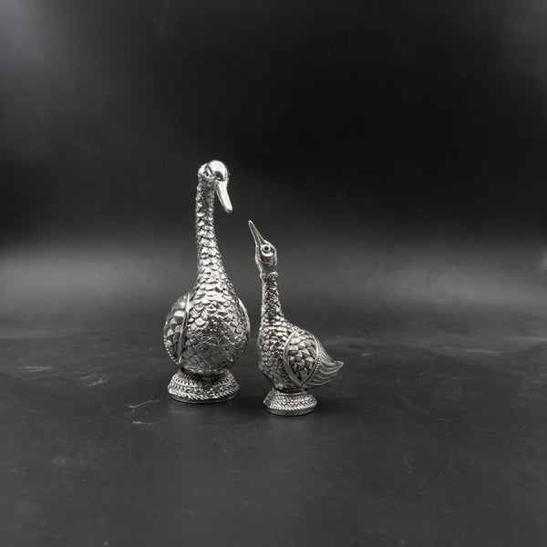 Silver-Plated Swan Pair Decorative Idol