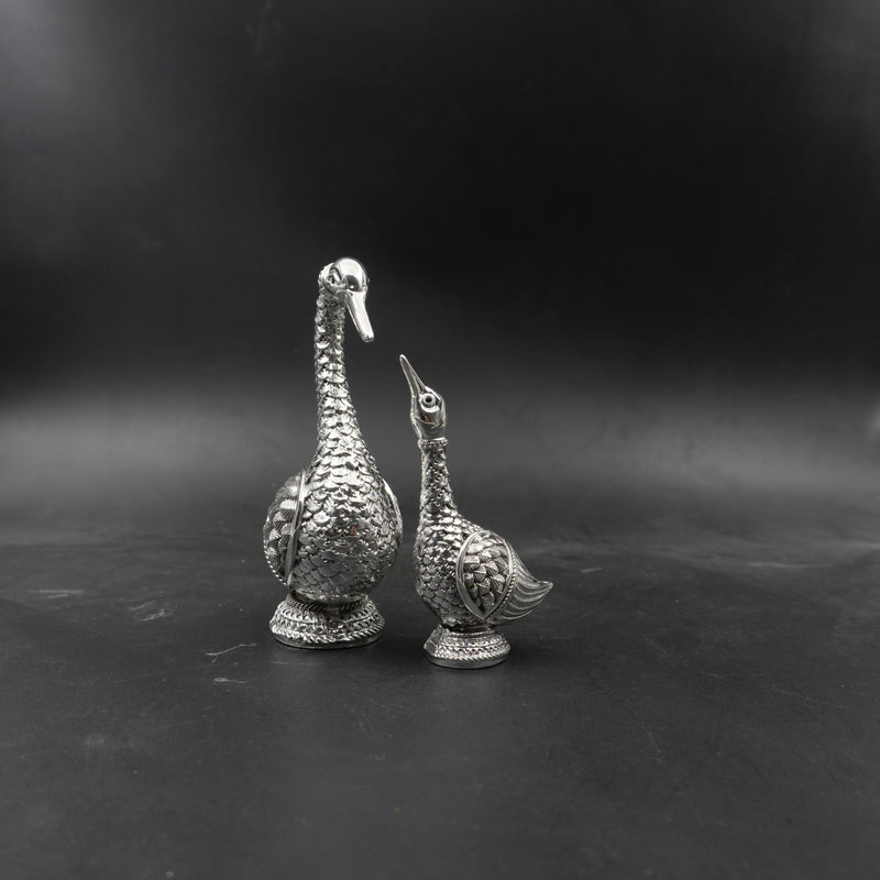Silver-Plated Swan Pair Decorative Idol