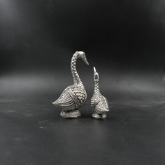 Silver-Plated Swan Pair Decorative Idol