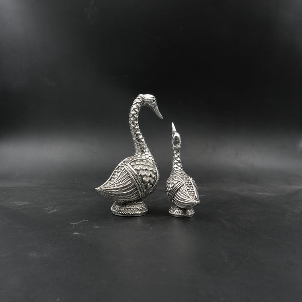 Silver-Plated Swan Pair Decorative Idol