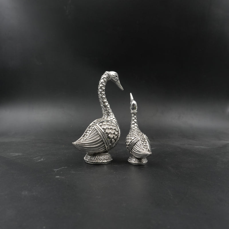 Silver-Plated Swan Pair Decorative Idol