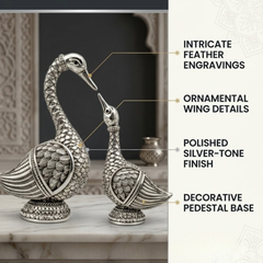Silver-Plated Swan Pair Decorative Idol