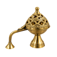 BRASS HANDLE DHUNI ARTI WITH TOP COVER