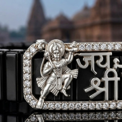 Silver Jai Shree Ram Black Ceramic Bracelet