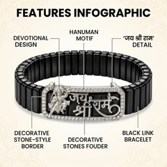 Silver Jai Shree Ram Black Ceramic Bracelet