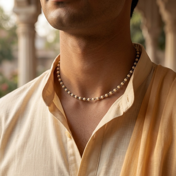 Silver 925 Pure Tulsi Kanti Mala Smaller Size