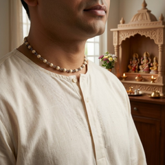 Silver 925 Pure Tulsi Kanti Mala Medium Size