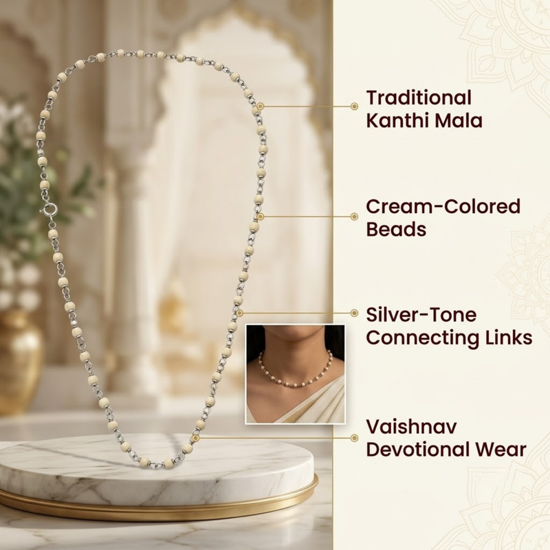 Silver 925 Pure Tulsi Kanti Mala Medium Size