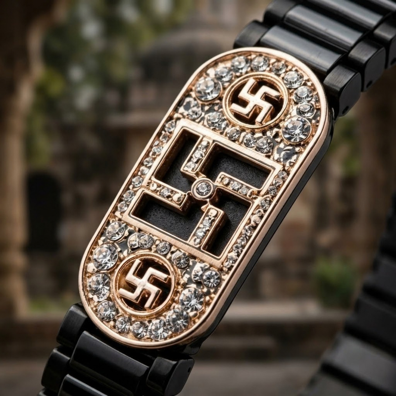 Silver Divine Swastik Watch-Band Bracelet