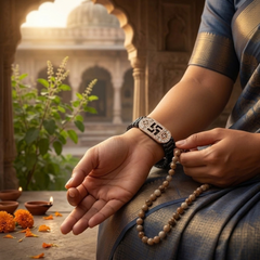 Silver Divine Swastik Watch-Band Bracelet