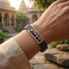 Silver Krishnam Script Band Bracelet