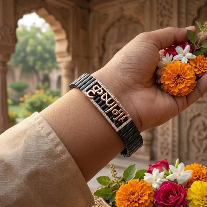 Silver Krishnam Script Band Bracelet