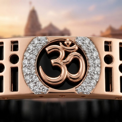 Silver Black Ceramic Om Bracelet