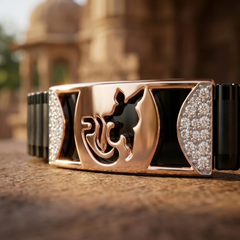 Silver Shri Ram Black Link Bracelet