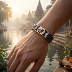 Silver Shri Ram Black Link Bracelet