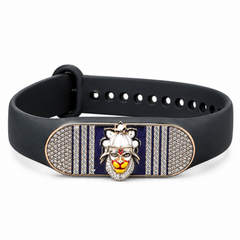 Silver Enameled Hanuman Silicone Belt Bracelet