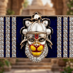 Silver Enameled Hanuman Silicone Belt Bracelet