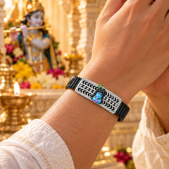 Silver Laddu Gopal with Morpankh Bracelet