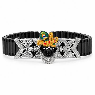 Silver Enameled Banke Bihari Black Bracelet