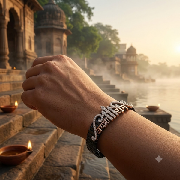 Silver Jai Shree Ram Dhanush Bracelet