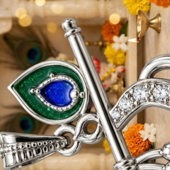 Pure Silver 925 Bansuri with Mor Pankha Pendent