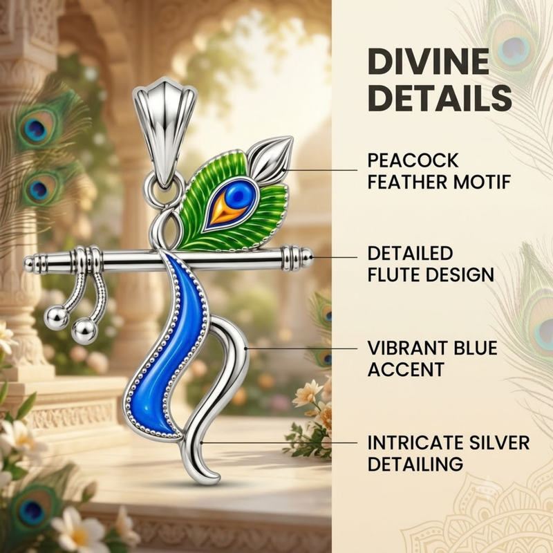 Pure Silver 925 Divine Bansuri Pendant