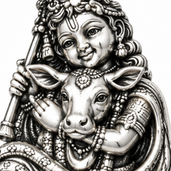 Pure Silver 925 Bal Gopal with Cow Pendant