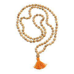 100% Pure Certified Tulsi Mala 108 Beads with Saffron Tassel | Hare Krishna Japa Chanting Mala for Meditation & Spiritual Practice (8 mm to 15 mm size increasing)