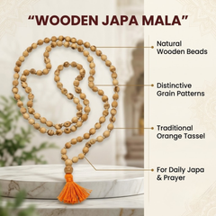 100% Pure Certified Tulsi Mala 108 Beads with Saffron Tassel | Hare Krishna Japa Chanting Mala for Meditation & Spiritual Practice (8 mm to 15 mm size increasing)