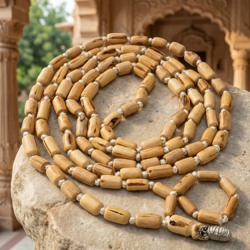 100% Pure Vrindavan Certified Tulsi Japa Mala - 108 Beads Traditional Hindu Prayer Beads for Mantra Chanting & Meditation