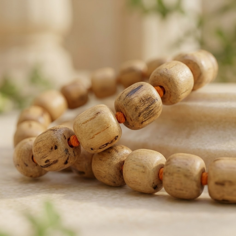 100% Pure Vrindavan Certified Tulsi Japa Mala - Round Medium Dana 108 Beads - 8mm size