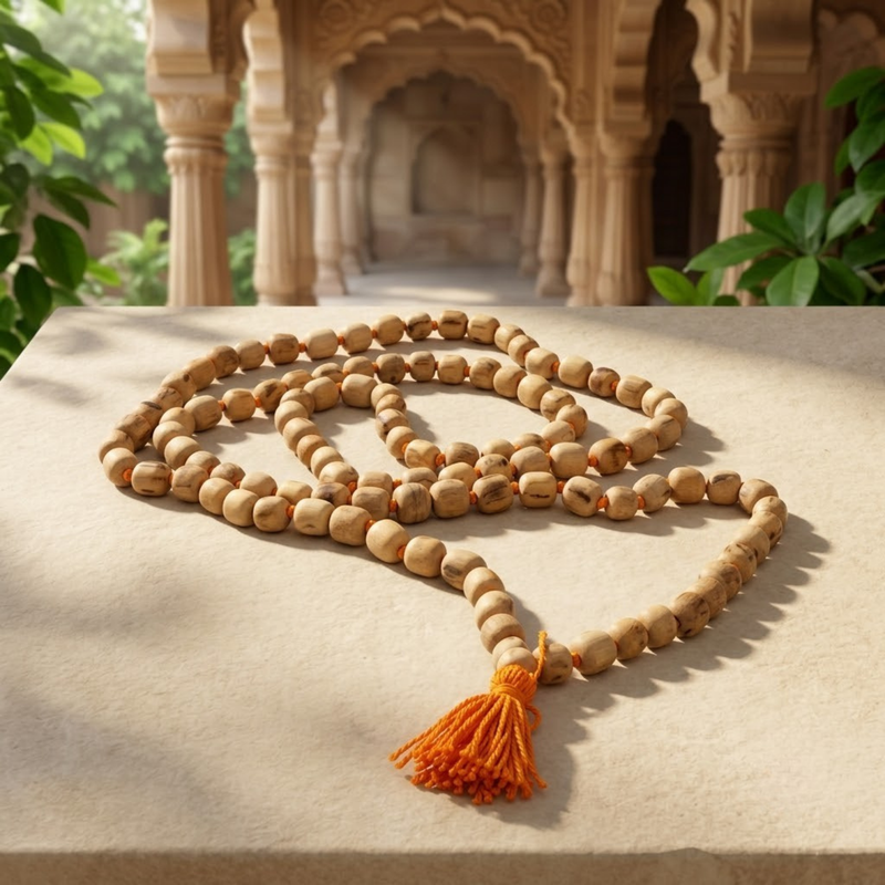 100% Pure Vrindavan Certified Tulsi Japa Mala - Round Medium Dana 108 Beads - 8mm size